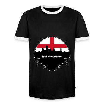 Birmingham Angleterre Drapeau Skyline Voyage Silhouette - T-shirt contrasté Homme - noir/blanc - Devant - AI Model Female 172 light (172cm) & AI Model Male 178 light (178cm)