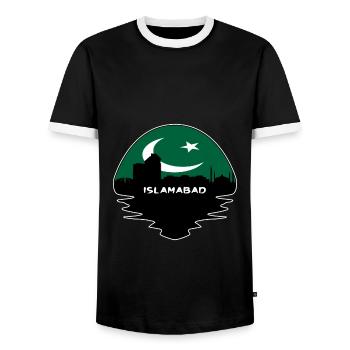 Islamabad Pakistan Flag Skyline Silhouette Voyage - T-shirt contrasté Homme - noir/blanc - Devant - AI Model Female 172 light (172cm) & AI Model Male 178 light (178cm)