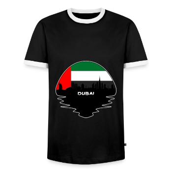 Dubai Uae Flag Skyline Silhouette Travel - Men's Ringer Shirt - black/white - Front - AI Model Female 172 light (172cm) & AI Model Male 178 light (178cm)