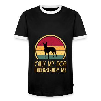 American Hairless Terrier Dog Silhouette Retro - T-shirt contrasté Homme - noir/blanc - Devant - AI Model Female 172 light (172cm) & AI Model Male 178 light (178cm)