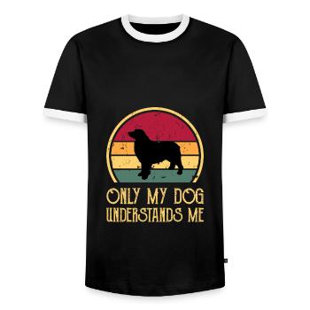 Berner Laufhund Dog Love Silhouette Vintage Sunset - Men's Ringer Shirt - black/white - Front - AI Model Female 172 light (172cm) & AI Model Male 178 light (178cm)