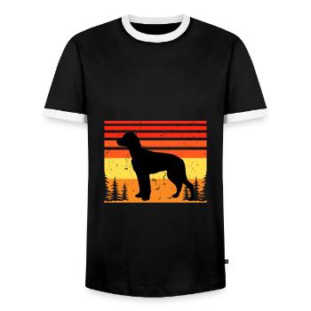 Chien Francais Tricolore Hund Silhouette Retro Sun - Männer Kontrast-T-Shirt - Schwarz/Weiß - Vorne - AI Model Female 172 light (172cm) & AI Model Male 178 light (178cm)