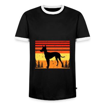 Cirneco Dell Etna Hund Liebe Silhouette Retro Sonnenuntergang - Männer Kontrast-T-Shirt - Schwarz/Weiß - Vorne - AI Model Female 172 light (172cm) & AI Model Male 178 light (178cm)