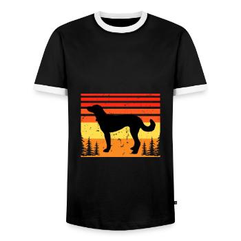 Catahoula Cur Dog Lover Silhouette Vintage Sunset - Men's Ringer Shirt - black/white - Front - AI Model Female 172 light (172cm) & AI Model Male 178 light (178cm)