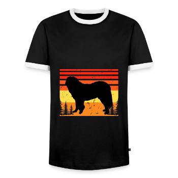 Caucasian Shepherd Dog Silhouette Retro Sunset - Men's Ringer Shirt - black/white - Front - AI Model Female 172 light (172cm) & AI Model Male 178 light (178cm)