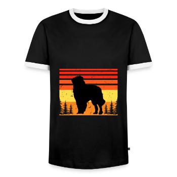 Carpathian Shepherd Dog Silhouette Retro Sunset - Men's Ringer Shirt - black/white - Front - AI Model Female 172 light (172cm) & AI Model Male 178 light (178cm)