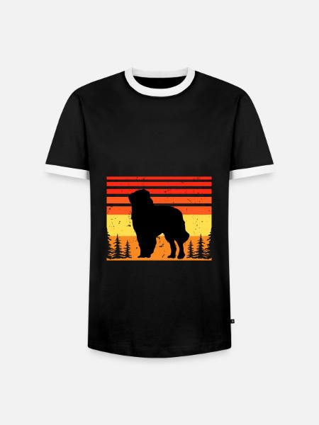 Carpathian Shepherd Dog Silhouette Retro Sunset - Men's Ringer Shirt - black/white