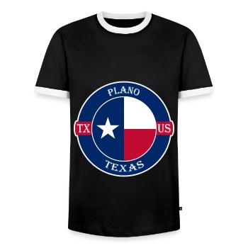 Plano Texas Flagge USA Reise Souvenir Abzeichen - Männer Kontrast-T-Shirt - Schwarz/Weiß - Vorne - AI Model Female 172 light (172cm) & AI Model Male 178 light (178cm)