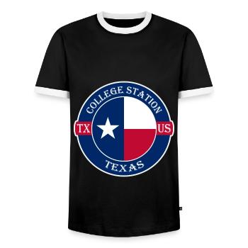 College Station Texas Flagge USA Souvenir Abzeichen - Männer Kontrast-T-Shirt - Schwarz/Weiß - Vorne - AI Model Female 172 light (172cm) & AI Model Male 178 light (178cm)