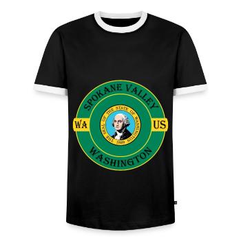 Spokane Valley Washington Flagge USA Reisesouvenir - Männer Kontrast-T-Shirt - Schwarz/Weiß - Vorne - AI Model Female 172 light (172cm) & AI Model Male 178 light (178cm)