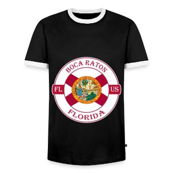 Boca Raton Florida Flag USA Travel Souvenir Badge - T-shirt contrasté Homme - noir/blanc - Devant - AI Model Female 172 light (172cm) & AI Model Male 178 light (178cm)