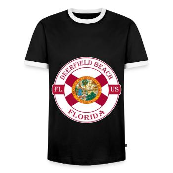 Deerfield Beach Floride drapeau USA Souvenir Badge - T-shirt contrasté Homme - noir/blanc - Devant - AI Model Female 172 light (172cm) & AI Model Male 178 light (178cm)