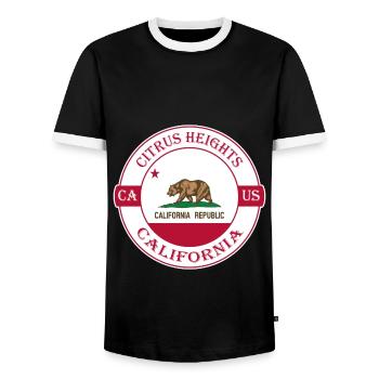 Citrus Heights California Flagge USA Reise Souvenir - Männer Kontrast-T-Shirt - Schwarz/Weiß - Vorne - AI Model Female 172 light (172cm) & AI Model Male 178 light (178cm)