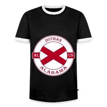 Dothan Alabama Flagge USA Reise Souvenir Abzeichen - Männer Kontrast-T-Shirt - Schwarz/Weiß - Vorne - AI Model Female 172 light (172cm) & AI Model Male 178 light (178cm)