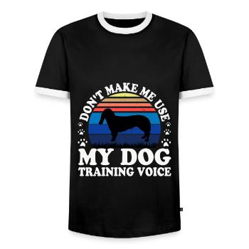 Basset Bleu De Gascogne Dog Silhouette Retro Sun - T-shirt contrasté Homme - noir/blanc - Devant - AI Model Female 172 light (172cm) & AI Model Male 178 light (178cm)