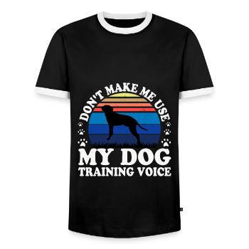 Braque Saint Germain Hund Silhouette Retro Sonnenuntergang - Männer Kontrast-T-Shirt - Schwarz/Weiß - Vorne - AI Model Female 172 light (172cm) & AI Model Male 178 light (178cm)