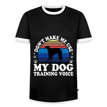 Borzoi Dog Lover Silhouette Vintage Sunset - Men's Ringer Shirt - black/white - Front - AI Model Female 172 light (172cm) & AI Model Male 178 light (178cm)