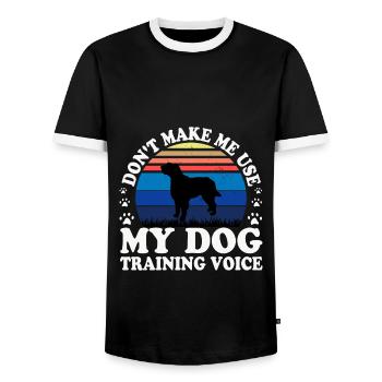 Briquet Griffon Vendeen Dog Silhouette Retro Sun - T-shirt contrasté Homme - noir/blanc - Devant - AI Model Female 172 light (172cm) & AI Model Male 178 light (178cm)