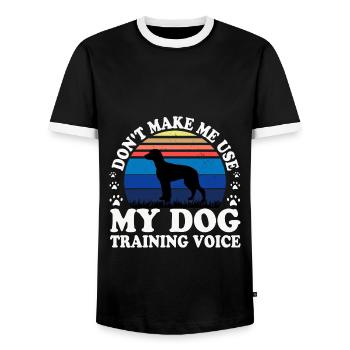 Chien Francais Tricolore Dog Silhouette Retro Sun - Men's Ringer Shirt - black/white - Front - AI Model Female 172 light (172cm) & AI Model Male 178 light (178cm)