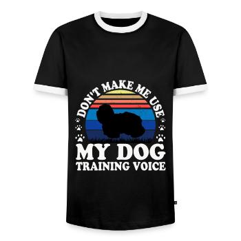 Coton De Tuléar Chien Amour Silhouette Vintage Coucher de Soleil - T-shirt contrasté Homme - noir/blanc - Devant - AI Model Female 172 light (172cm) & AI Model Male 178 light (178cm)