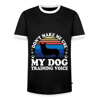 Corgi Dog Silhouette Vintage Sunset for Dog Lovers - Men's Ringer Shirt - black/white - Front - AI Model Female 172 light (172cm) & AI Model Male 178 light (178cm)