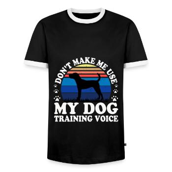 Jack Russell Dog Lover Silhouette Vintage Sunset - T-shirt contrasté Homme - noir/blanc - Devant - AI Model Female 172 light (172cm) & AI Model Male 178 light (178cm)