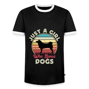 Akita Dog Silhouette Vintage Sunset pour les amoureux des chiens - T-shirt contrasté Homme - noir/blanc - Devant - AI Model Female 172 light (172cm) & AI Model Male 178 light (178cm)
