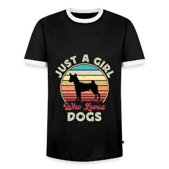 Basenji Hundeliebhaber Silhouette Vintage Sonnenuntergang - Männer Kontrast-T-Shirt - Schwarz/Weiß - Vorne - AI Model Female 172 light (172cm) & AI Model Male 178 light (178cm)