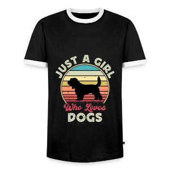 Grand Griffon Vendeen Hund Silhouette Retro Sunset - Männer Kontrast-T-Shirt - Schwarz/Weiß - Vorne - AI Model Female 172 light (172cm) & AI Model Male 178 light (178cm)