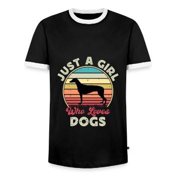 Grey Hound Hund Lover Silhouette Vintage Sunset - Männer Kontrast-T-Shirt - Schwarz/Weiß - Vorne - AI Model Female 172 light (172cm) & AI Model Male 178 light (178cm)