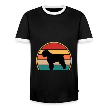 Bouvier Des Flandres Dog Silhouette Retro Coucher de Soleil - T-shirt contrasté Homme - noir/blanc - Devant - AI Model Female 172 light (172cm) & AI Model Male 178 light (178cm)