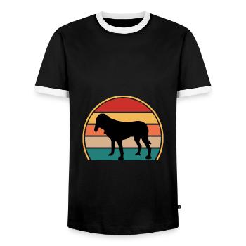 Bluetick Coonhound Dog Silhouette Retro Sunset - Men's Ringer Shirt - black/white - Front - AI Model Female 172 light (172cm) & AI Model Male 178 light (178cm)