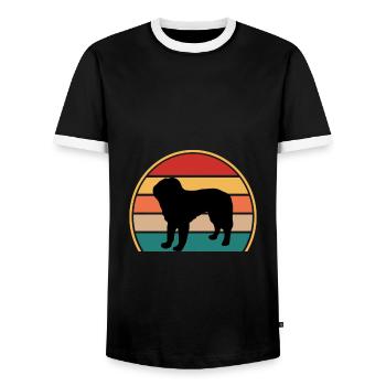 Bosnische grobhaariger Jagdhund Silhouette Retro - Männer Kontrast-T-Shirt - Schwarz/Weiß - Vorne - AI Model Female 172 light (172cm) & AI Model Male 178 light (178cm)