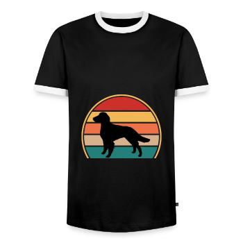 Britanny Dog Lover Silhouette Vintage Sunset - T-shirt contrasté Homme - noir/blanc - Devant - AI Model Female 172 light (172cm) & AI Model Male 178 light (178cm)