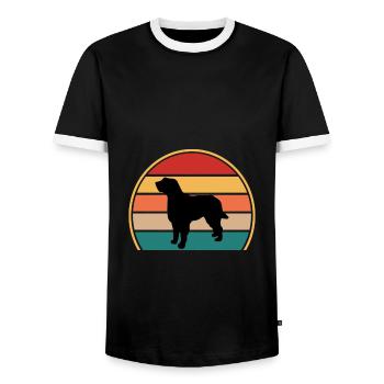 Briquet Griffon Vendeen Dog Silhouette Retro Sun - T-shirt contrasté Homme - noir/blanc - Devant - AI Model Female 172 light (172cm) & AI Model Male 178 light (178cm)