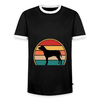 Braque du Bourbonnais Hund Silhouette Retro Sonnenuntergang - Männer Kontrast-T-Shirt - Schwarz/Weiß - Vorne - AI Model Female 172 light (172cm) & AI Model Male 178 light (178cm)