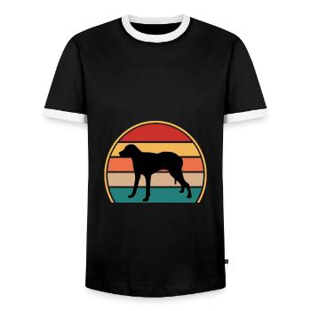 Chien Francais Blanc Et Orange Dog Silhouette - Men's Ringer Shirt - black/white - Front - AI Model Female 172 light (172cm) & AI Model Male 178 light (178cm)
