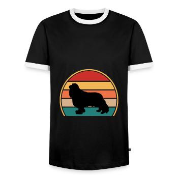 Cavalier King Charles Spaniel Dog Silhouette - T-shirt contrasté Homme - noir/blanc - Devant - AI Model Female 172 light (172cm) & AI Model Male 178 light (178cm)
