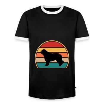 Katalanischer Schäferhund Hund Liebhaber Silhouette Retro Sonnenuntergang - Männer Kontrast-T-Shirt - Schwarz/Weiß - Vorne - AI Model Female 172 light (172cm) & AI Model Male 178 light (178cm)