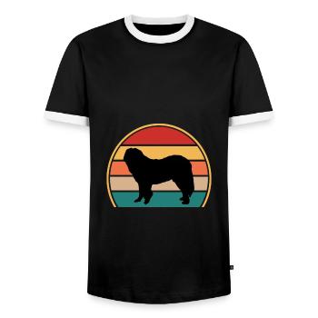Caucasian Shepherd Dog Silhouette Retro Sunset - Men's Ringer Shirt - black/white - Front - AI Model Female 172 light (172cm) & AI Model Male 178 light (178cm)
