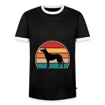 Collie lisse chien amant silhouette Vintage coucher de soleil - T-shirt contrasté Homme - noir/blanc - Devant - AI Model Female 172 light (172cm) & AI Model Male 178 light (178cm)