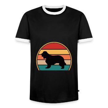 Cocker Spaniel Dog Lover Silhouette Vintage Sunset - Men's Ringer Shirt - black/white - Front - AI Model Female 172 light (172cm) & AI Model Male 178 light (178cm)