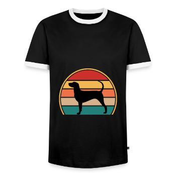 Dunker Dog Lover Silhouette Vintage Sunset - T-shirt contrasté Homme - noir/blanc - Devant - AI Model Female 172 light (172cm) & AI Model Male 178 light (178cm)