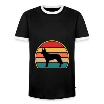Tchécoslovaque Chien-Loup Silhouette Rétro Coucher de Soleil - T-shirt contrasté Homme - noir/blanc - Devant - AI Model Female 172 light (172cm) & AI Model Male 178 light (178cm)
