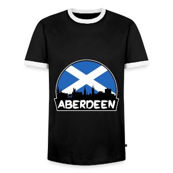 Aberdeen Schottland Flagge Skyline Silhouette Reisen - Männer Kontrast-T-Shirt - Schwarz/Weiß - Vorne - AI Model Female 172 light (172cm) & AI Model Male 178 light (178cm)