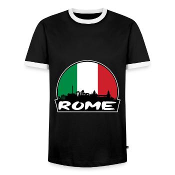 Rome Italie Flag Skyline Silhouette Voyage - T-shirt contrasté Homme - noir/blanc - Devant - AI Model Female 172 light (172cm) & AI Model Male 178 light (178cm)
