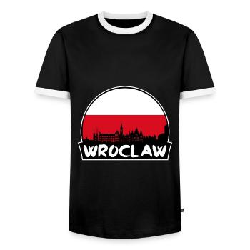 Breslau Polen Flagge Skyline Silhouette Reisen - Männer Kontrast-T-Shirt - Schwarz/Weiß - Vorne - AI Model Female 172 light (172cm) & AI Model Male 178 light (178cm)