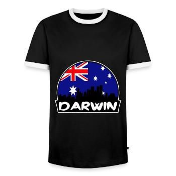 Darwin Australien Flagge Skyline Silhouette Reisen - Männer Kontrast-T-Shirt - Schwarz/Weiß - Vorne - AI Model Female 172 light (172cm) & AI Model Male 178 light (178cm)