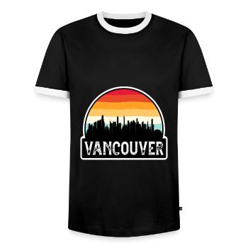 Souvenir de voyage de Vancouver Canada Flag Skyline - T-shirt contrasté Homme - noir/blanc - Devant - AI Model Female 172 light (172cm) & AI Model Male 178 light (178cm)