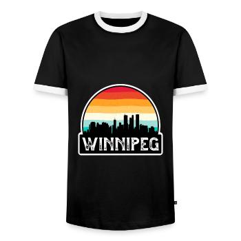 Souvenir de voyage de Winnipeg Canada Flag Skyline - T-shirt contrasté Homme - noir/blanc - Devant - AI Model Female 172 light (172cm) & AI Model Male 178 light (178cm)